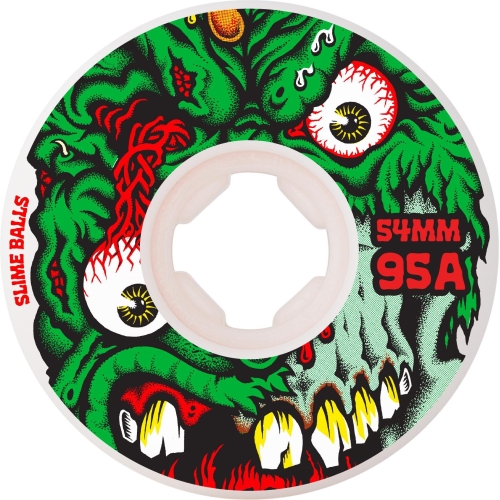 54mm Roskopp Face Two Reissue White Hardline 95a Slime Balls Wheels