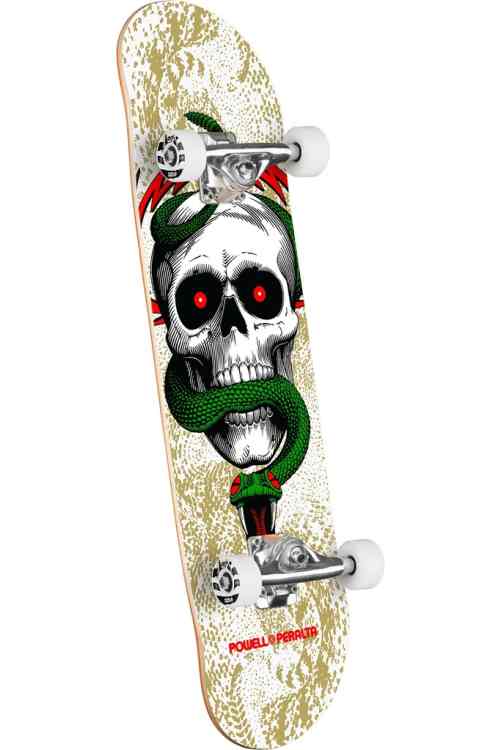 Skull & Snake White / Metallic Gold 7.75"
