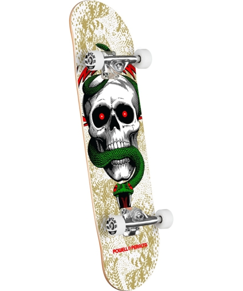 Skull & Snake White / Metallic Gold 7.75"